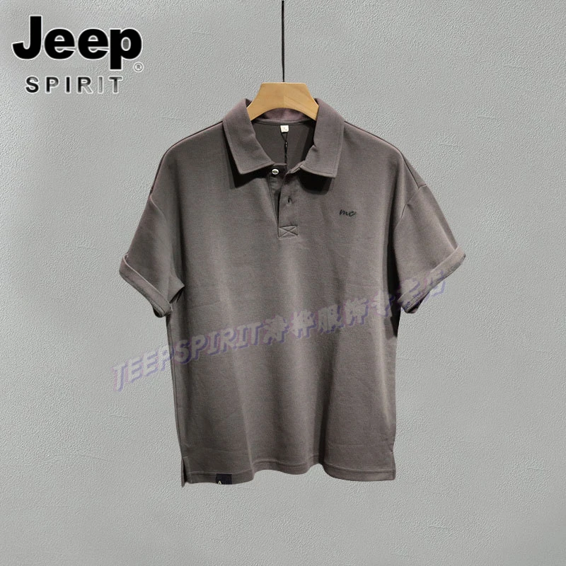 Jeep吉普美式重磅水洗POLO衫男简约大码休闲运动潮牌短袖宽松t恤
