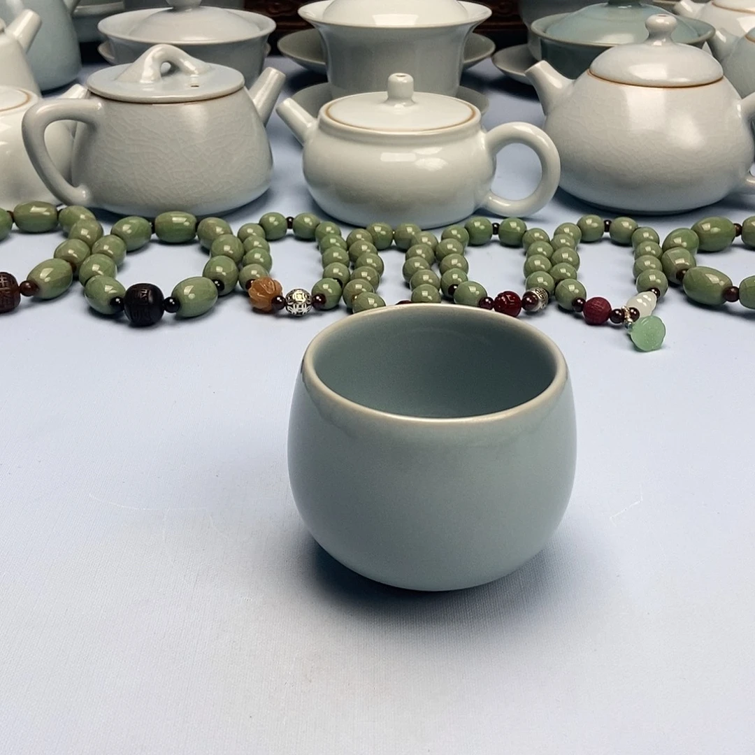 杯天青微蓝龙蛋杯原矿原釉原产地
