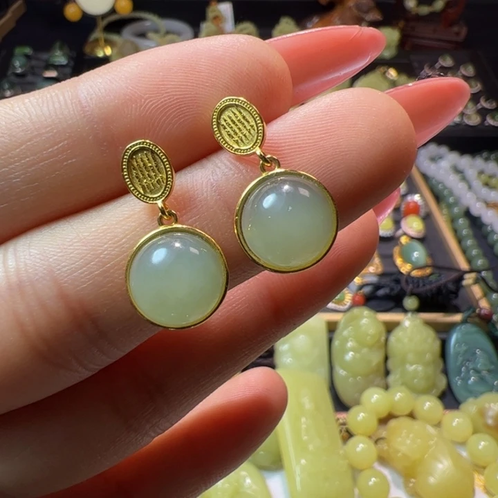 和田玉颈饰银S925镶嵌