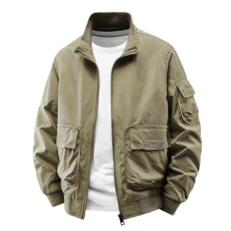 花花公子夹克外套男衣服美式棒球服男款春秋工装休闲立领宽松高