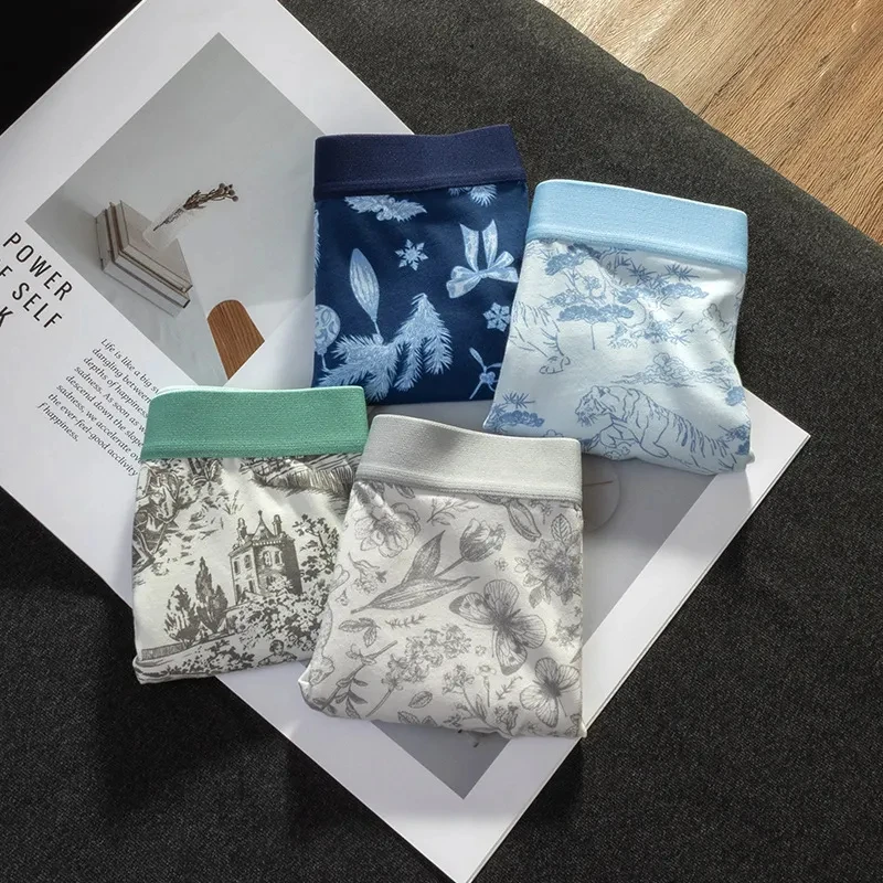 贾鲁萨加高端时尚冬季男士潮流印花抑菌裆纯棉舒适透气平角内裤