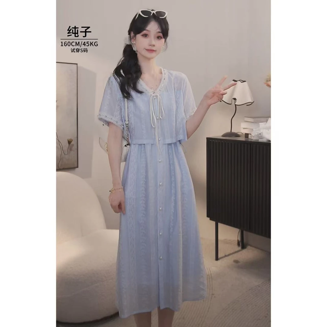 【慧姐】时尚沙滩度假风印花连衣裙【14300】