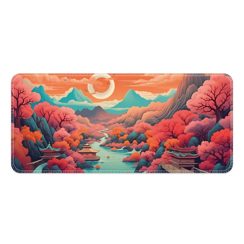 【23号】山水中国风国潮鼠标垫超大号办公桌垫复古游戏加厚防滑西早