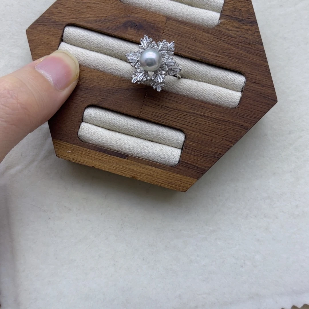 银S925镶嵌海水珍珠戒指