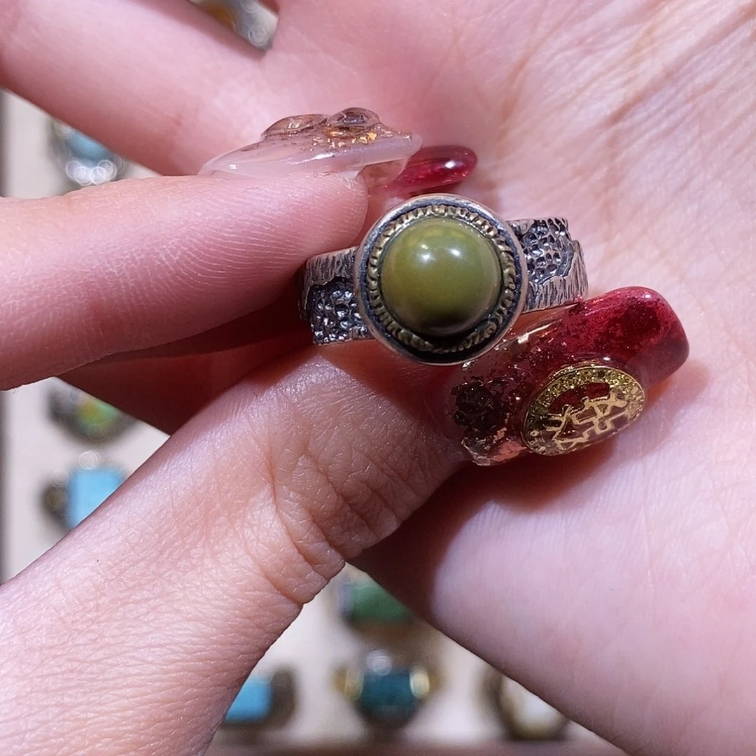 绿松石戒指银S925镶嵌知****水戒指