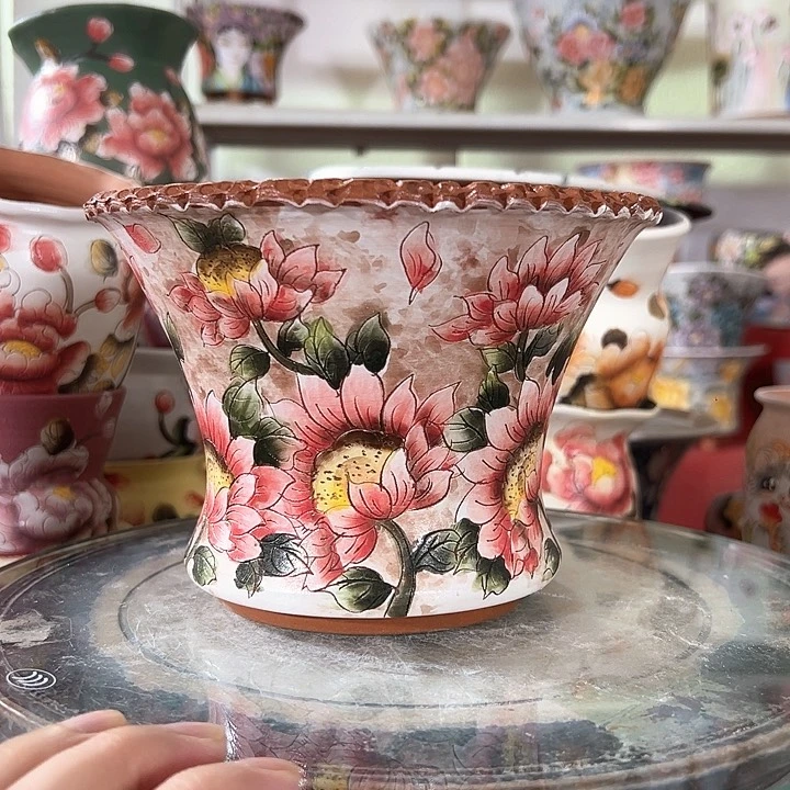 景德镇手绘花盆手绘作品