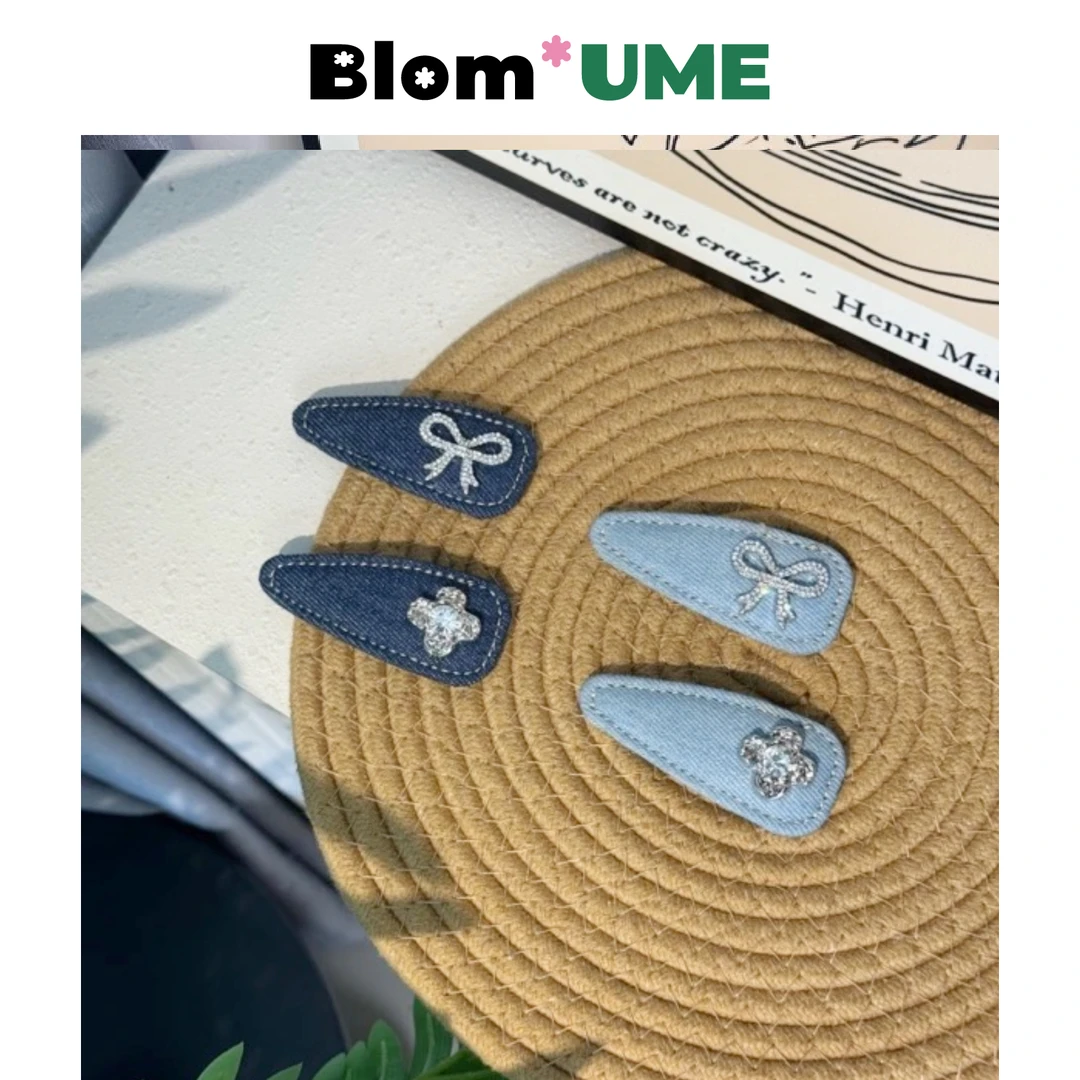 BlomUME原创钻蝴蝶结发卡ins牛仔BB夹简约百搭发夹刘海夹发饰0701