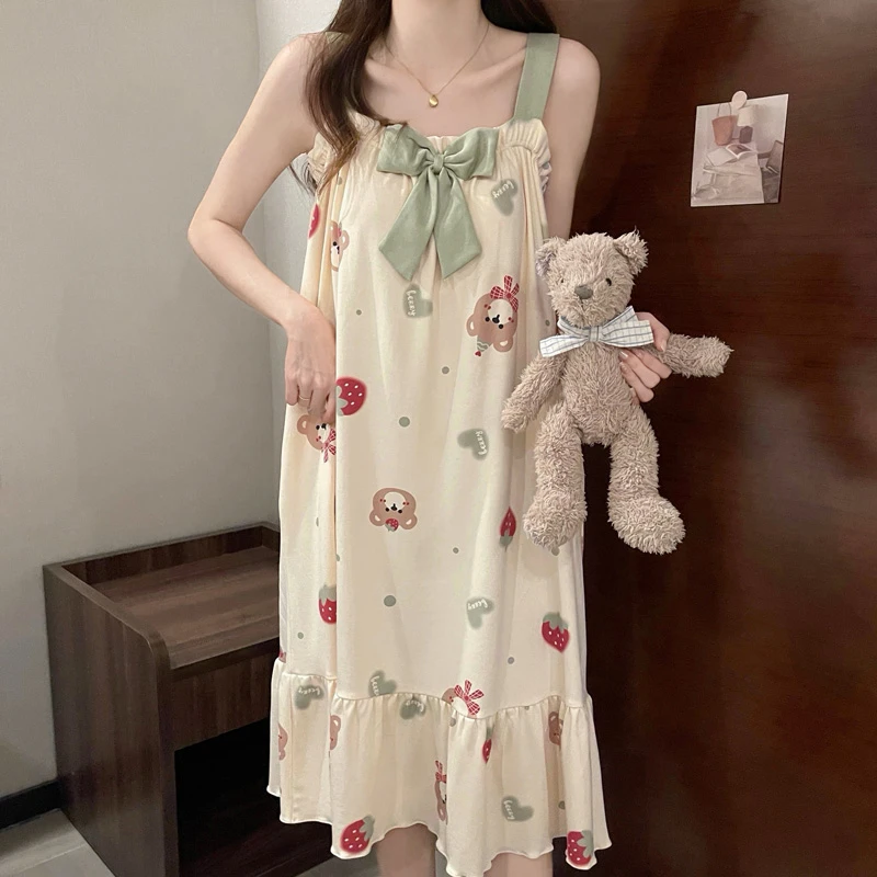 带胸垫吊带睡裙女款爆款2025新款夏季网红睡衣夏天宽松大码家居服