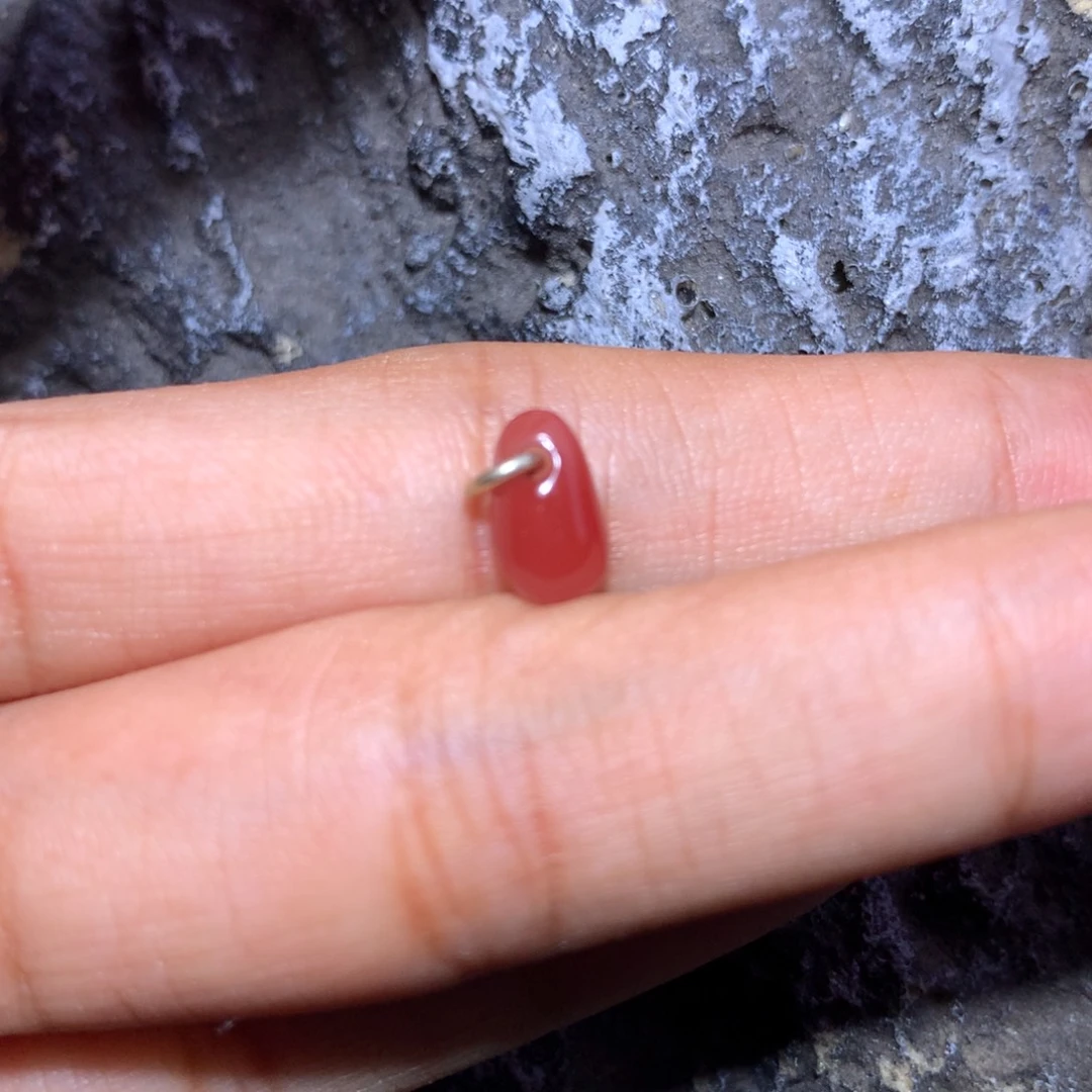 南红玛瑙未镶嵌925 银环侧挂