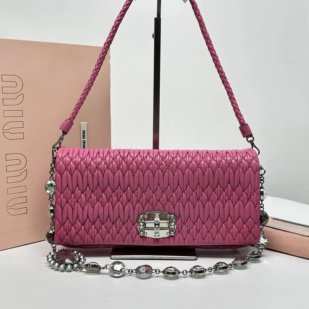 95新 MIU MIU/缪缪 小野专属 MiuMiu粉单肩单肩包的 LM2459
