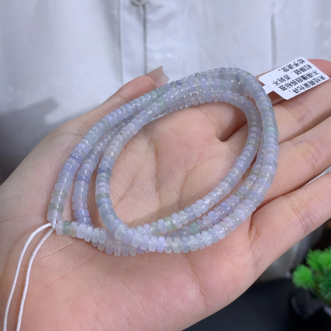 未镶嵌手链翡翠卡4.8冰胶马卡龙桶珠