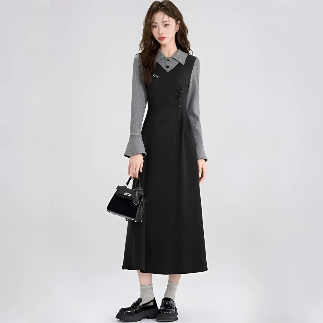 法式复古连衣裙高级感女春秋季新款冷淡系独特别致裙子