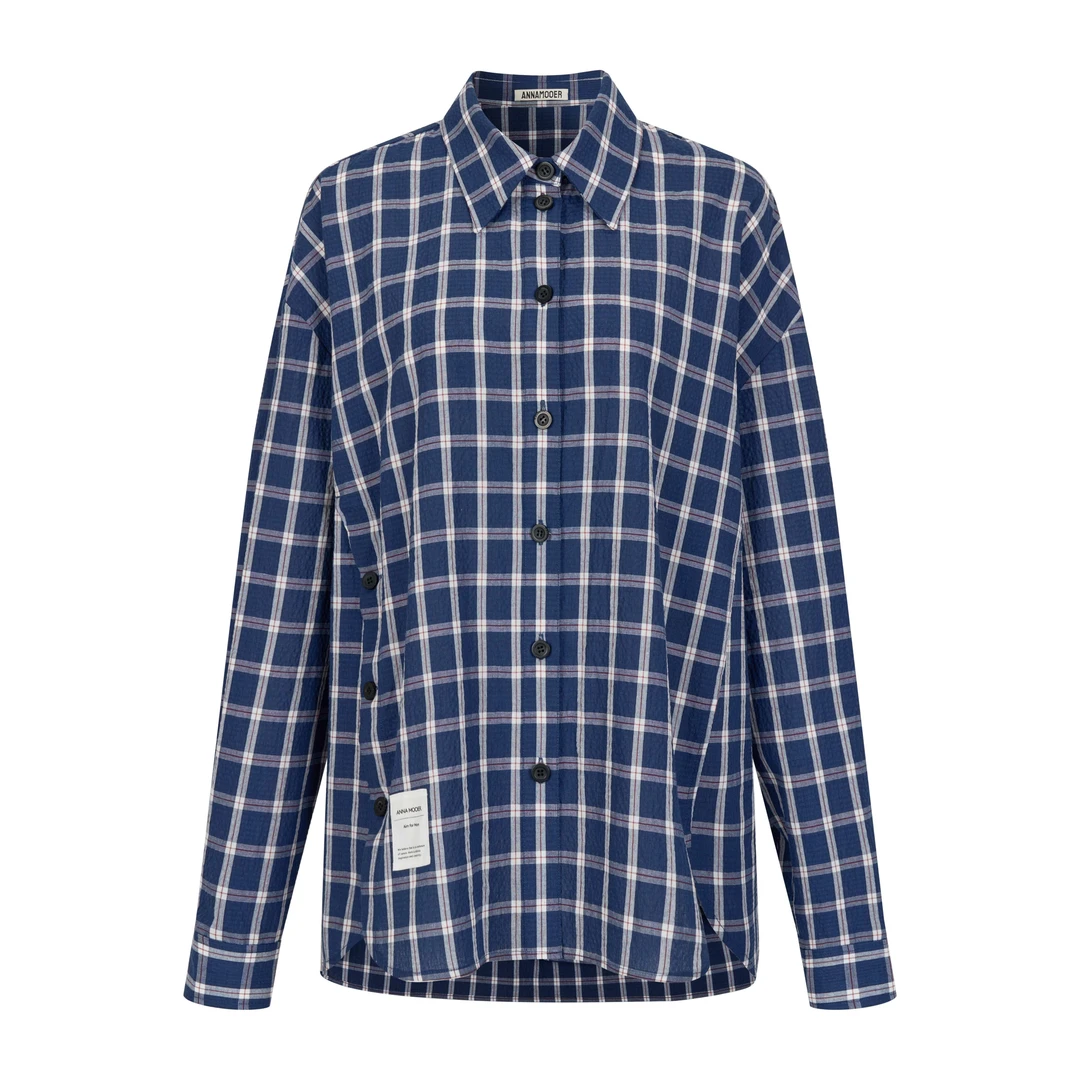 Annamooer长袖格纹衬衫