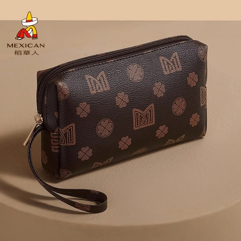 稻草人正品手拿包女士2025新款经典撞色零钱包长款手机包时尚便携