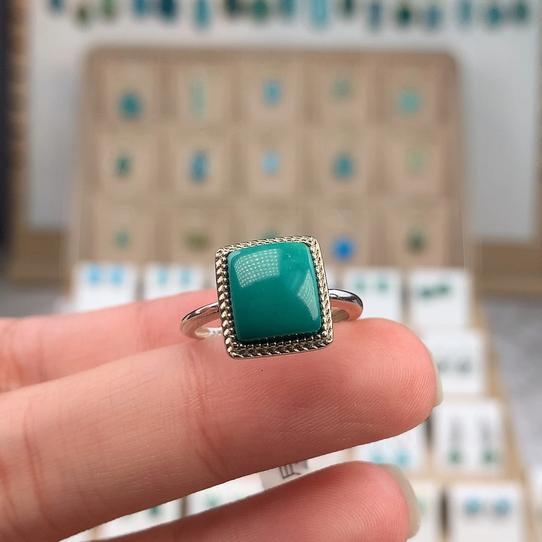 绿松石银S925镶嵌戒指