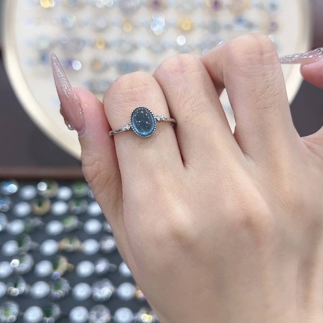 蛇纹石玉戒指银S925镶嵌