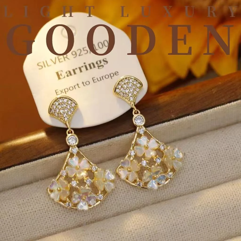 铜合金贝壳耳饰 Gooden岛家【花繁春序】925银针高级感秋冬气质耳环