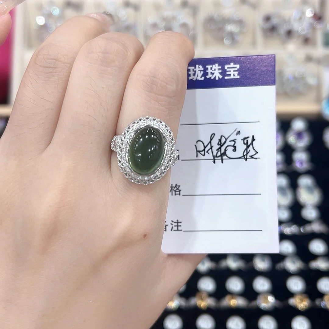 ঞ***ഒ黄晶戒指银S925镶嵌