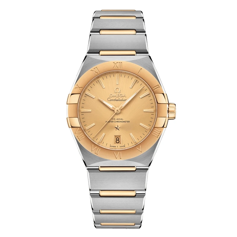 欧米茄曼哈顿39mm黄盘条刻全套腕表