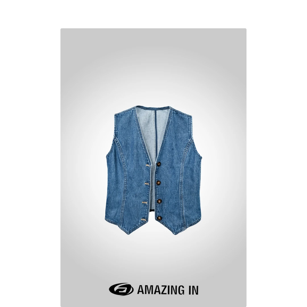 AMAZING IN “南乔”100亚麻定制牛仔背心马甲A240604-NYAJ-04067