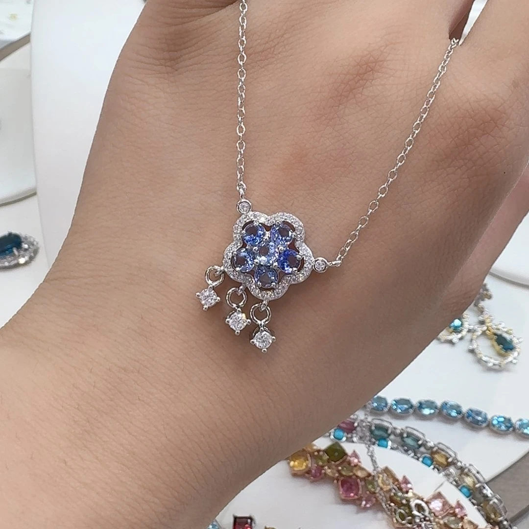 银S925镶嵌颈饰坦桑石—137