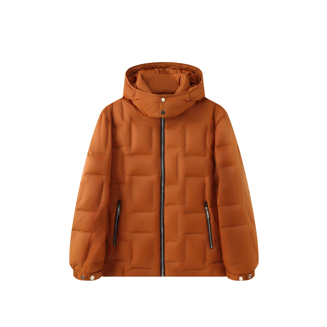 C248连帽拼色短款男士保暖拆帽冬季外套时尚