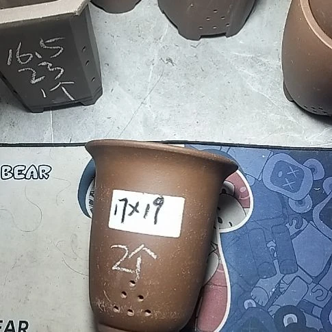 小金钟两个紫砂花盆