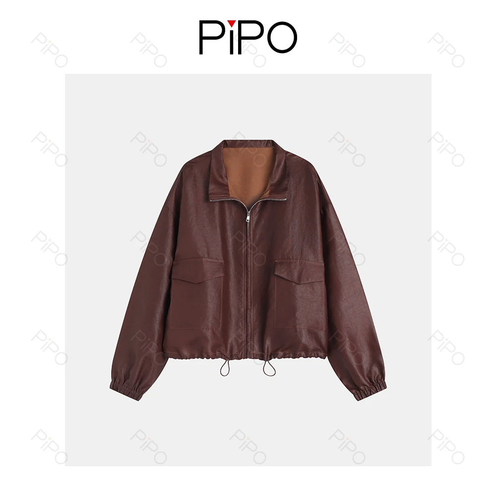 PIPO红云纱100桑蚕丝短款女立领外套百搭夹克时尚短外套DD52C571