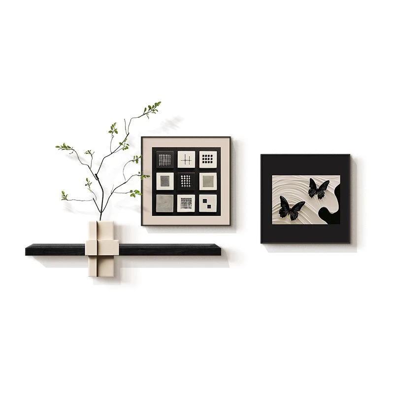 现代简约客厅装饰画黑白灰抽象沙发背景墙挂画高级感餐厅玄关壁画