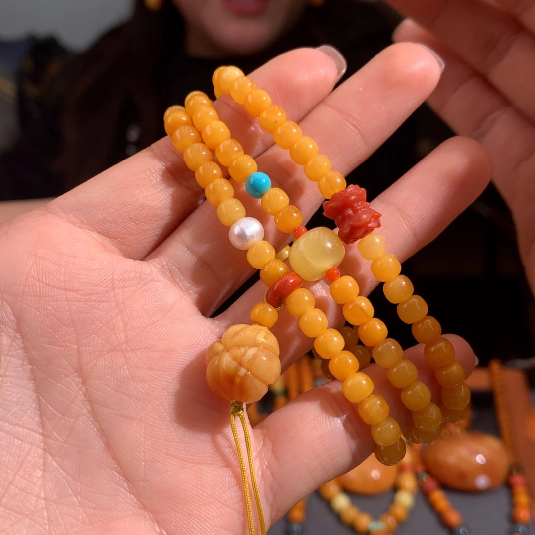 蜜蜡手串未镶嵌天然