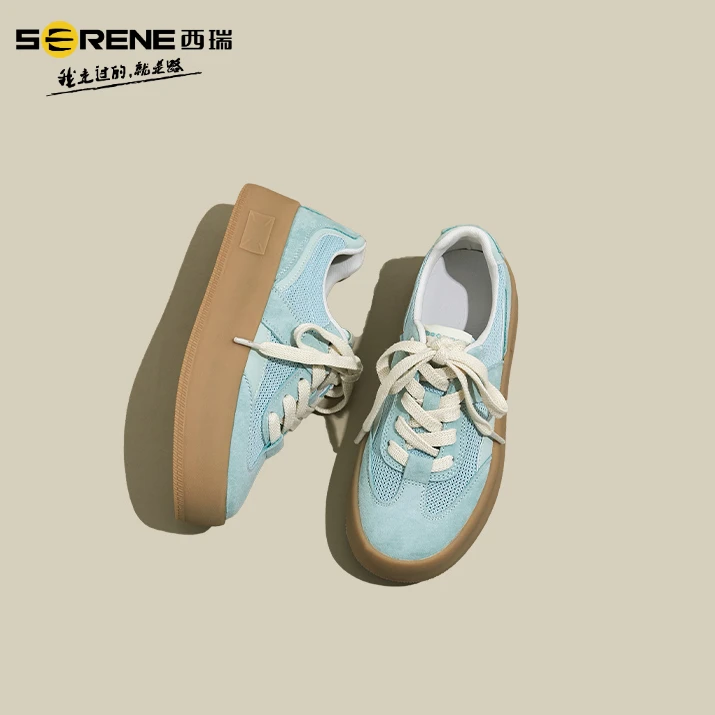 西瑞女鞋小白鞋板鞋百搭秋冬复古小众运动潮鞋厚底德训鞋低帮