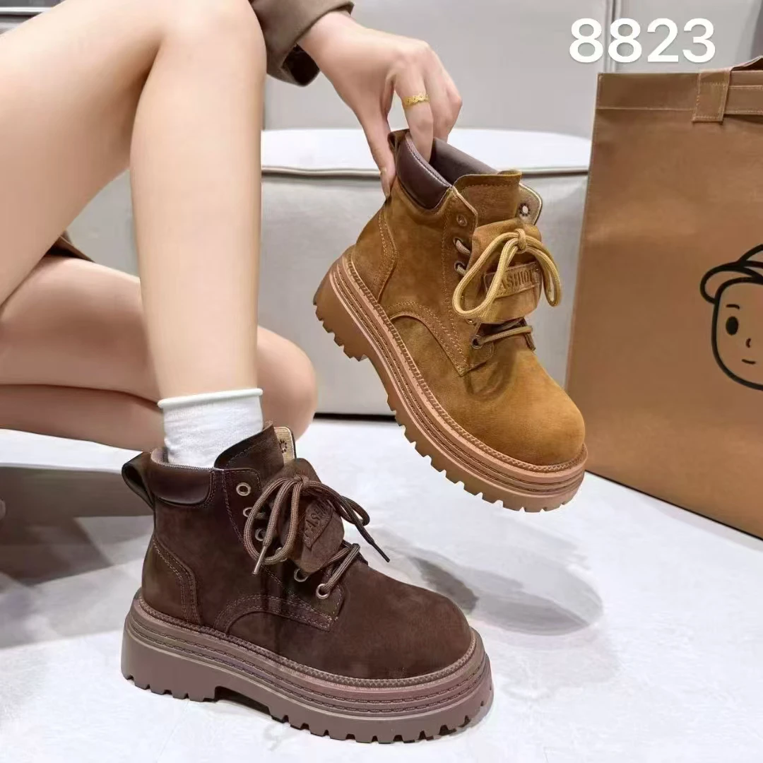 【马丁靴】秋季系带简约女马丁靴复古短靴子女靴棕色百搭时尚