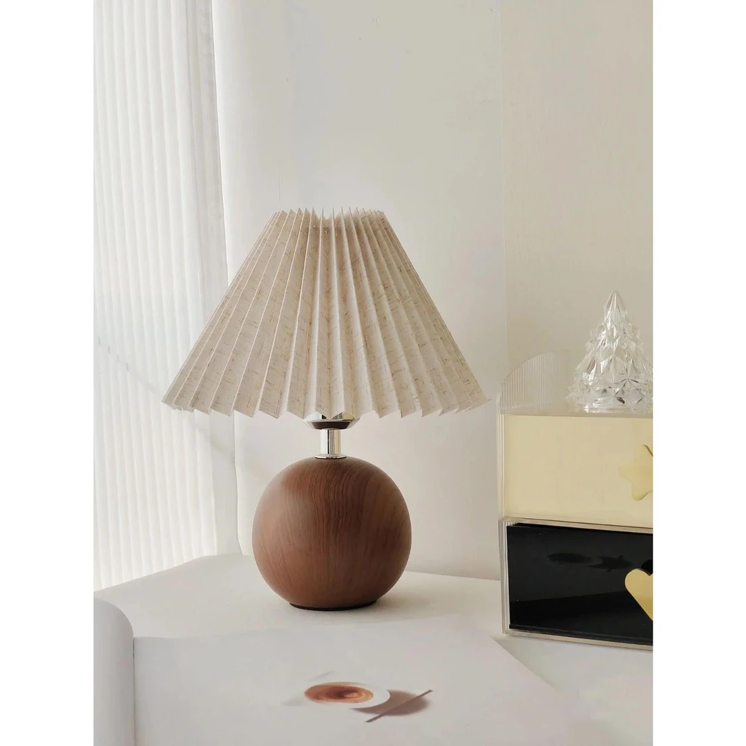 百褶台灯ins北欧陶瓷卧室床头灯温馨浪漫简约ins风少女心高级复古