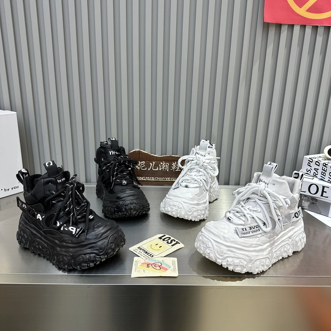 MANGNIER/韩版四季款厚底贝壳头溶解鞋2025秋冬新款高帮休闲女鞋