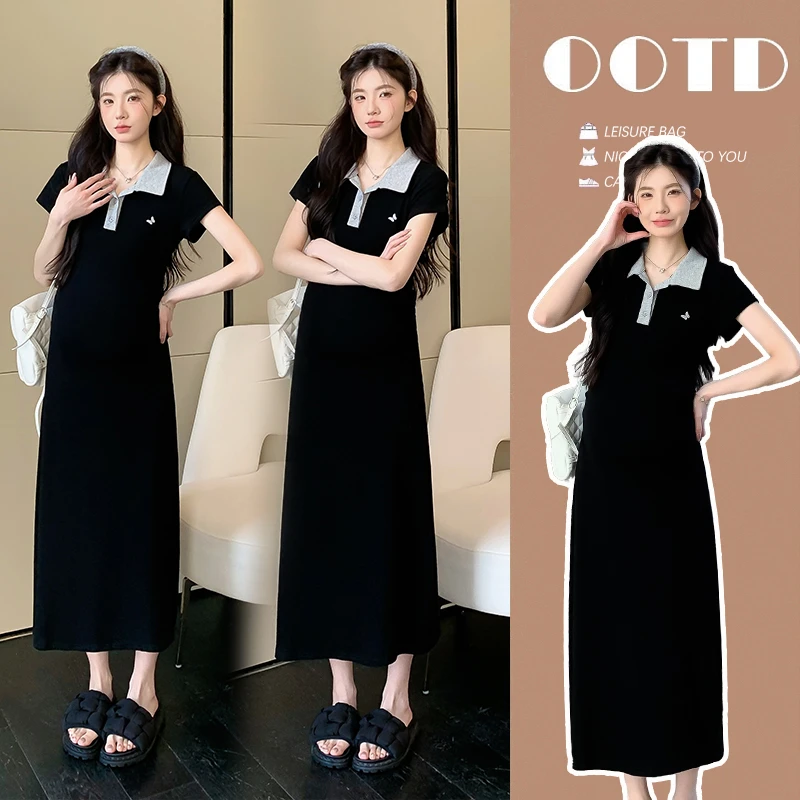时髦孕妇装新款夏季小个子大码气质韩版时尚款修身显瘦洋气连衣裙