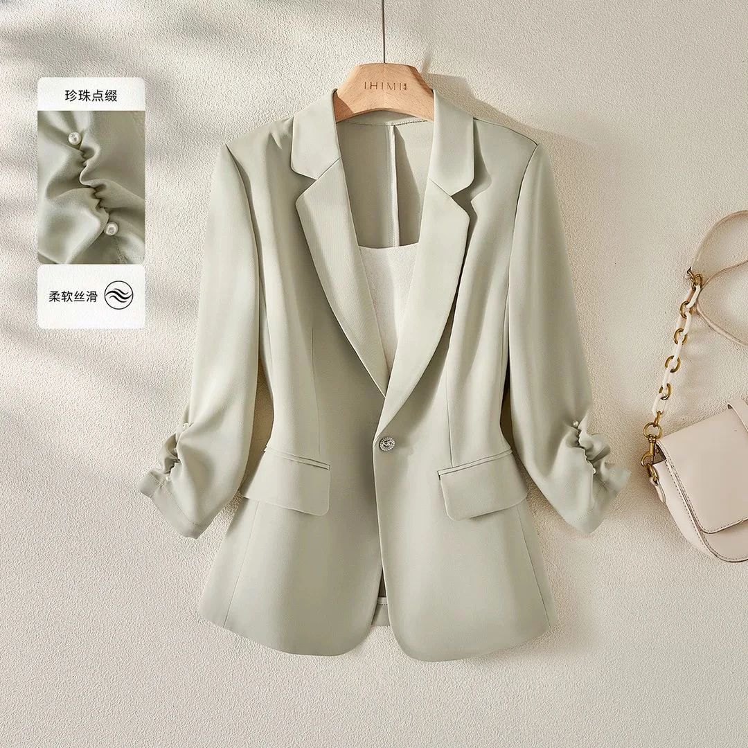 丽公主2025春夏季新款F717西装外套气质时尚小个子七分袖韩版西服