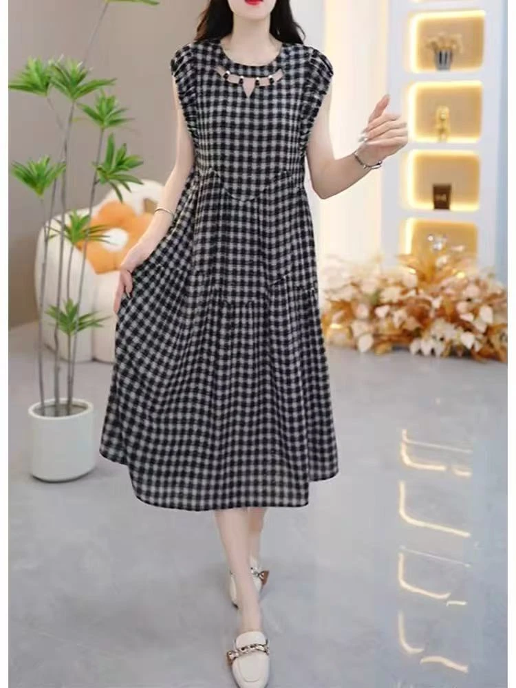 A3511女装格子连衣裙气质显瘦裙子