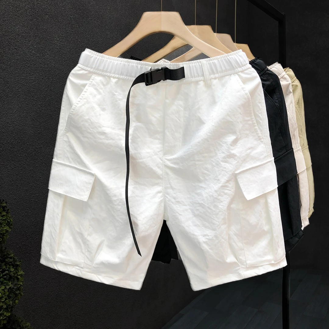 郎的美式工装白色休闲短裤男潮牌时尚五分裤2025夏季新款高端中裤