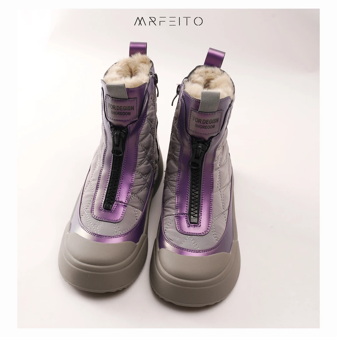 百搭拼色厚底舒适休闲保暖雪地靴H5XI01D30454