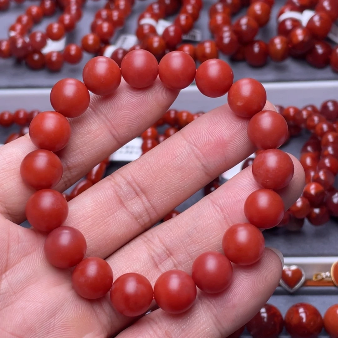 南红玛瑙未镶嵌南红玉石11mm保山滴水洞樱桃红手串