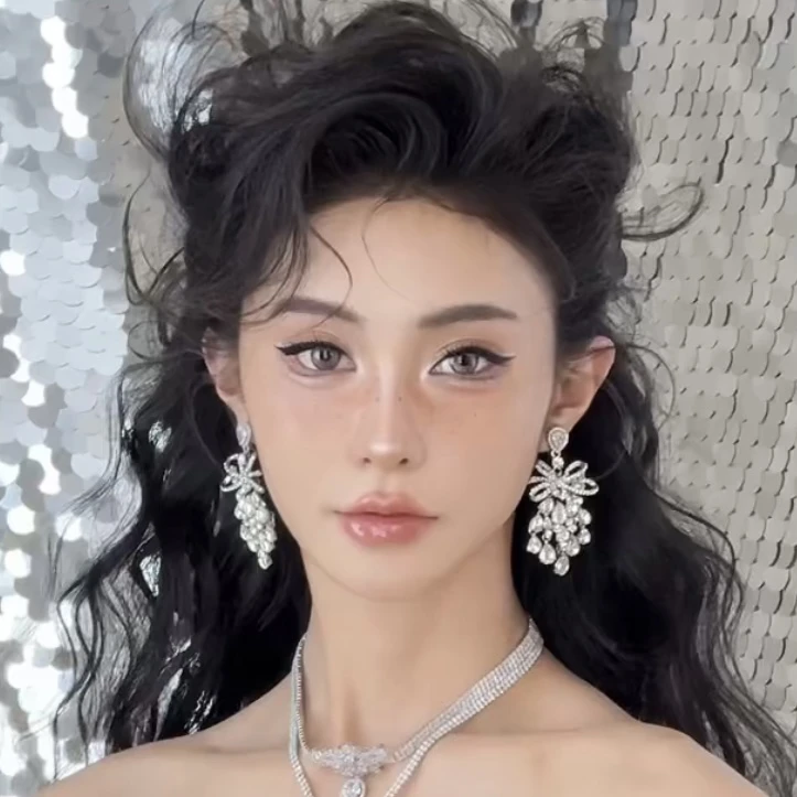 铜合金耳饰 ETE E1-18169精致法式重工长款日韩手工超仙耳夹