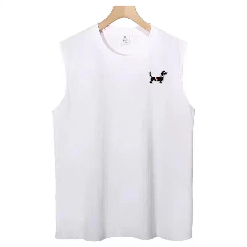【万针刺绣2】意大利原单高档刺绣腊肠狗 夏季爆款无袖圆领t恤时尚