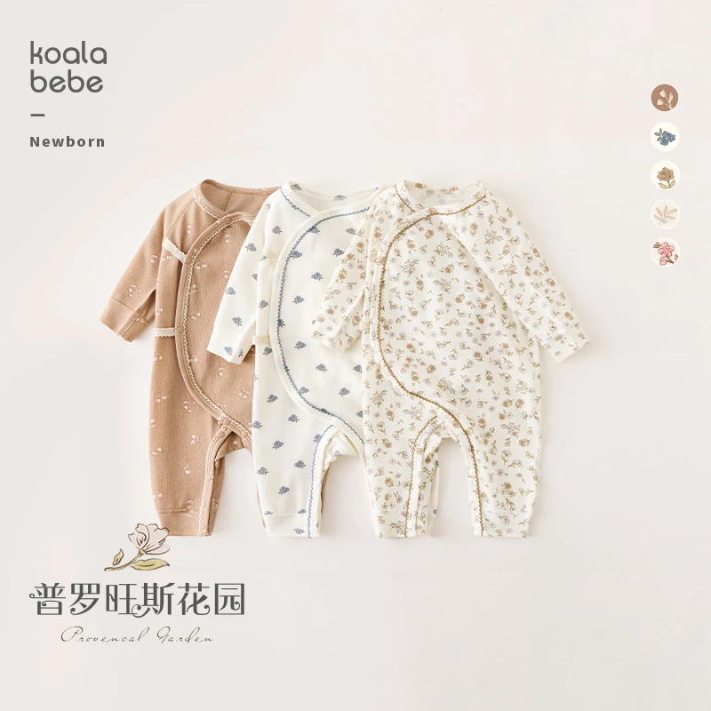 考拉鼻鼻[普罗旺斯花园·法式甜美碎花]新生女宝A类亲肤微弹哈衣