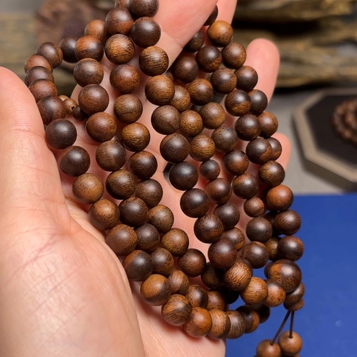 手串沉香越南越南芽庄白棋瘤疤0.8×108