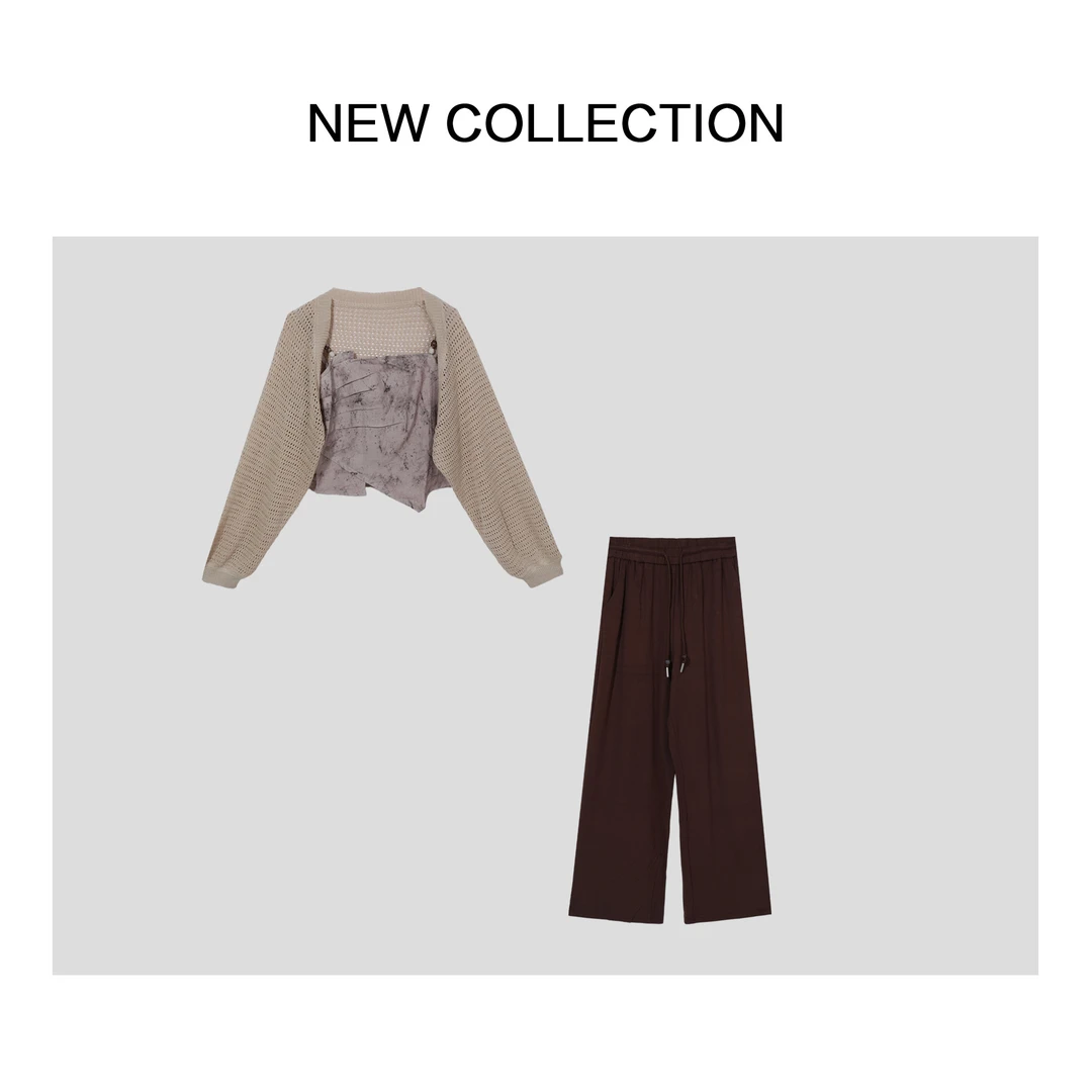 【琴姐专属】新款时尚外披+吊带+长裤套装 D1528070