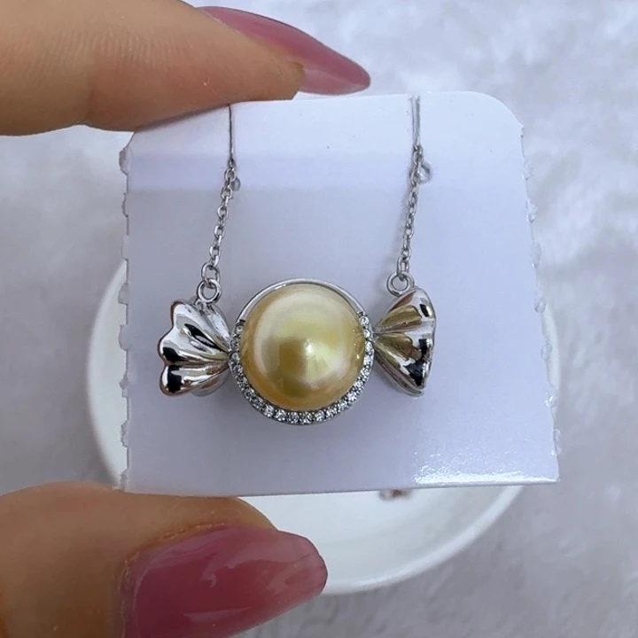 银S925镶嵌海水珍珠颈饰梦****6