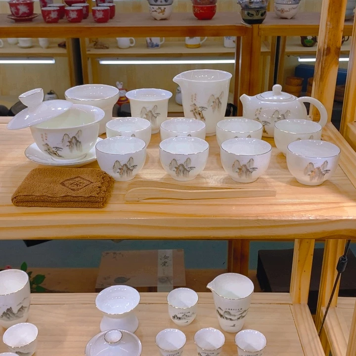 【不止】羊脂玉瓷茶具套装