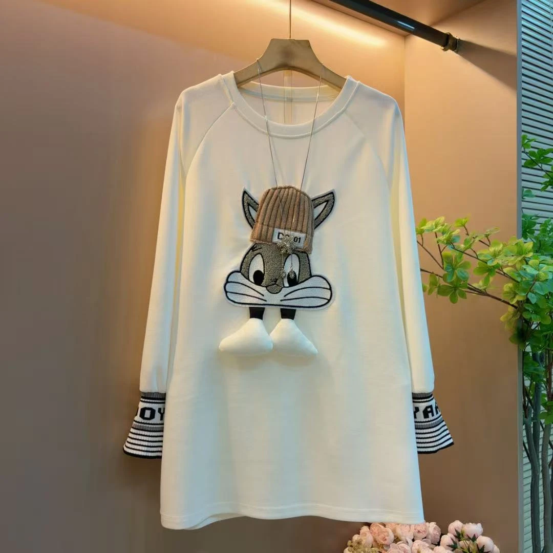 新款欧货休闲兔子洋气显瘦遮肉时尚百搭气质上衣（衣75左右）
