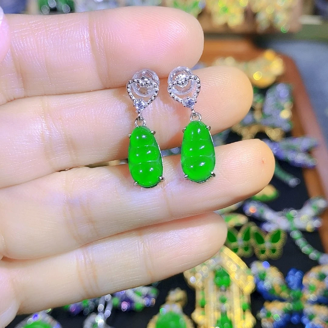 吊坠(不含链)银S925镶嵌翡翠