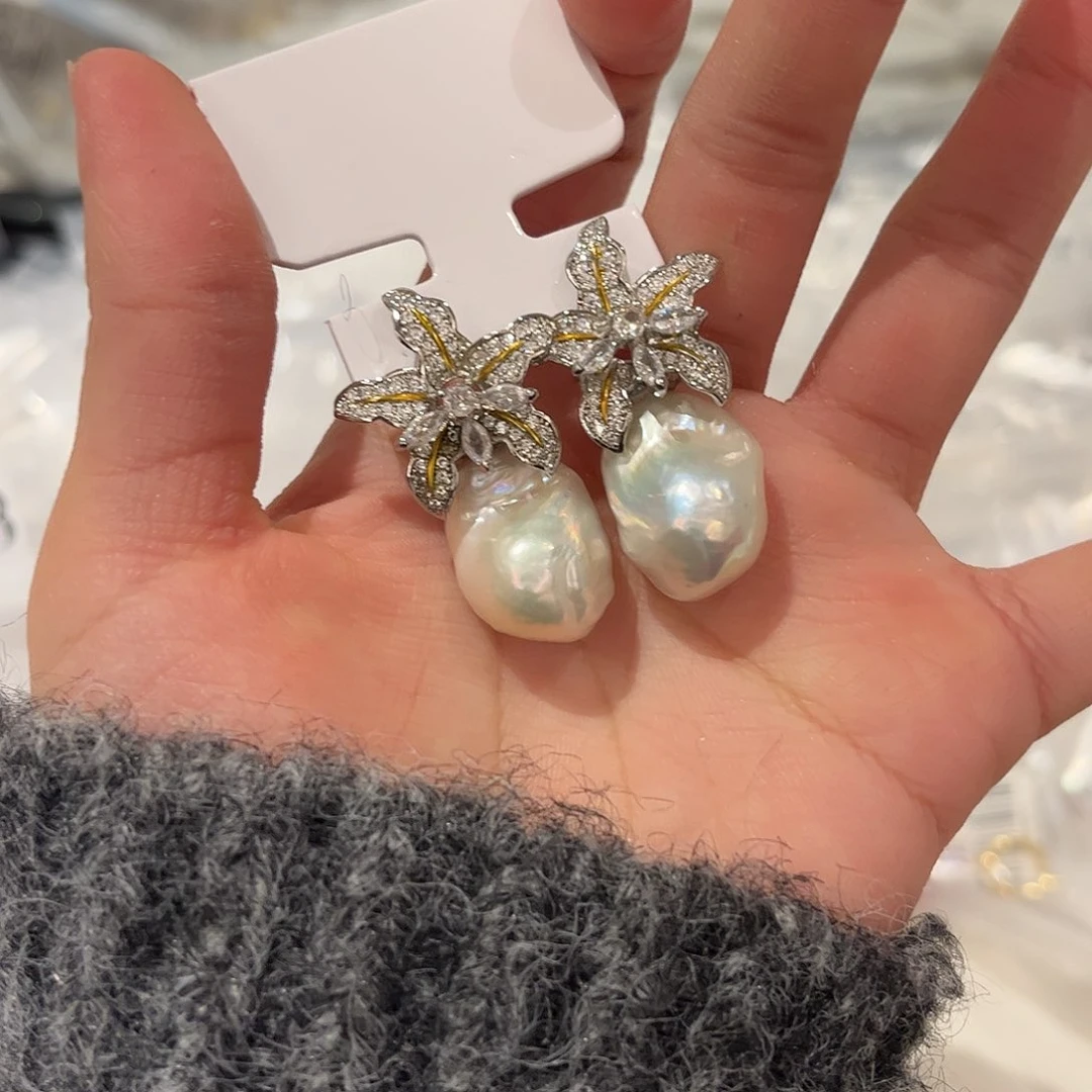 淡水珍珠耳饰合金